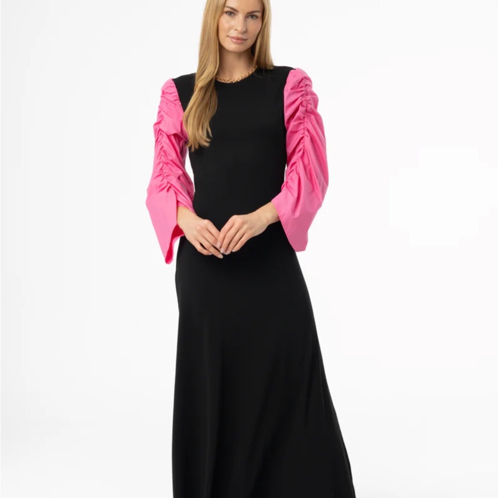 Black and Pink Colorblock Maxi Dress